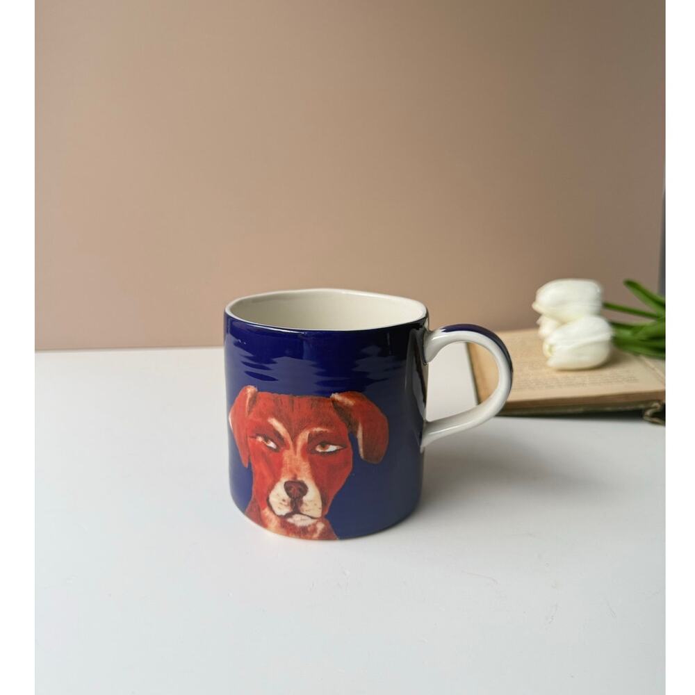 Anthropologie Carole Akins Duke Blue Dog Mug Furry Friends Coffee Tea Dog Lover